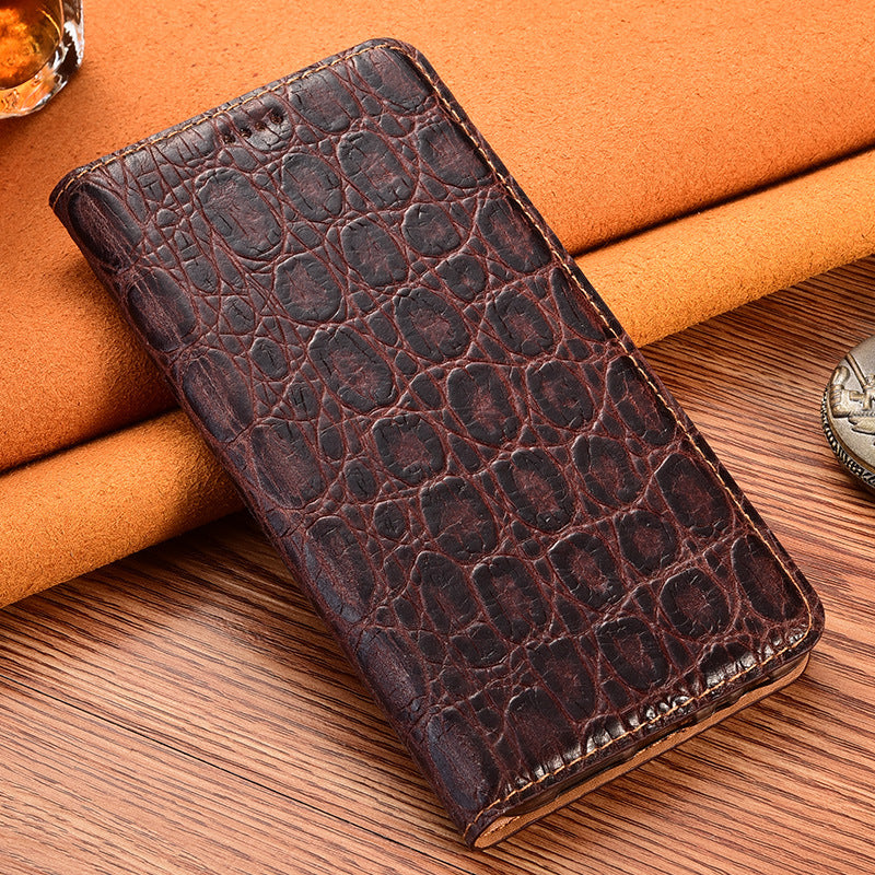 Luxury Genuine Leather Flip Case for iPhone 11-15 Series |Stone Texture Top-Grain Leather | High-End Business Wallet Card Slot Holder