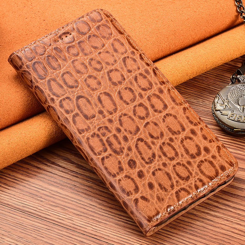 Luxury Genuine Leather Flip Case for iPhone 11-15 Series |Stone Texture Top-Grain Leather | High-End Business Wallet Card Slot Holder