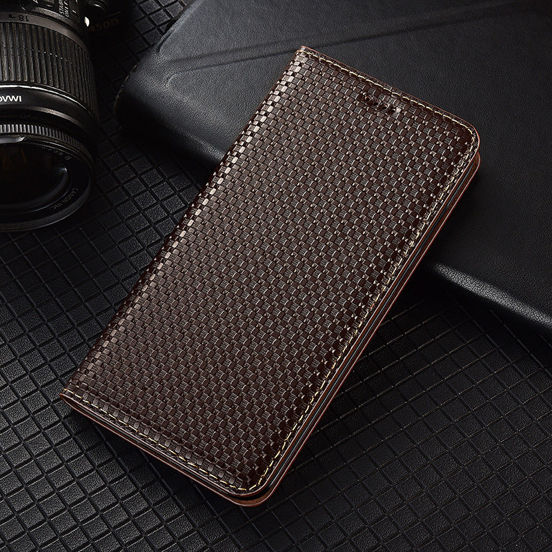 Luxury Genuine Leather Flip Case for iPhone 14-16e Series | Straw-grained Top-Grain Leather | High-End Business Wallet Card Slot Holder