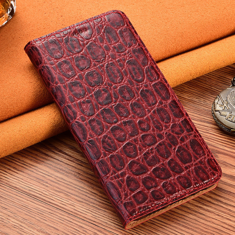 Luxury Genuine Leather Flip Case for iPhone 11-15 Series |Stone Texture Top-Grain Leather | High-End Business Wallet Card Slot Holder