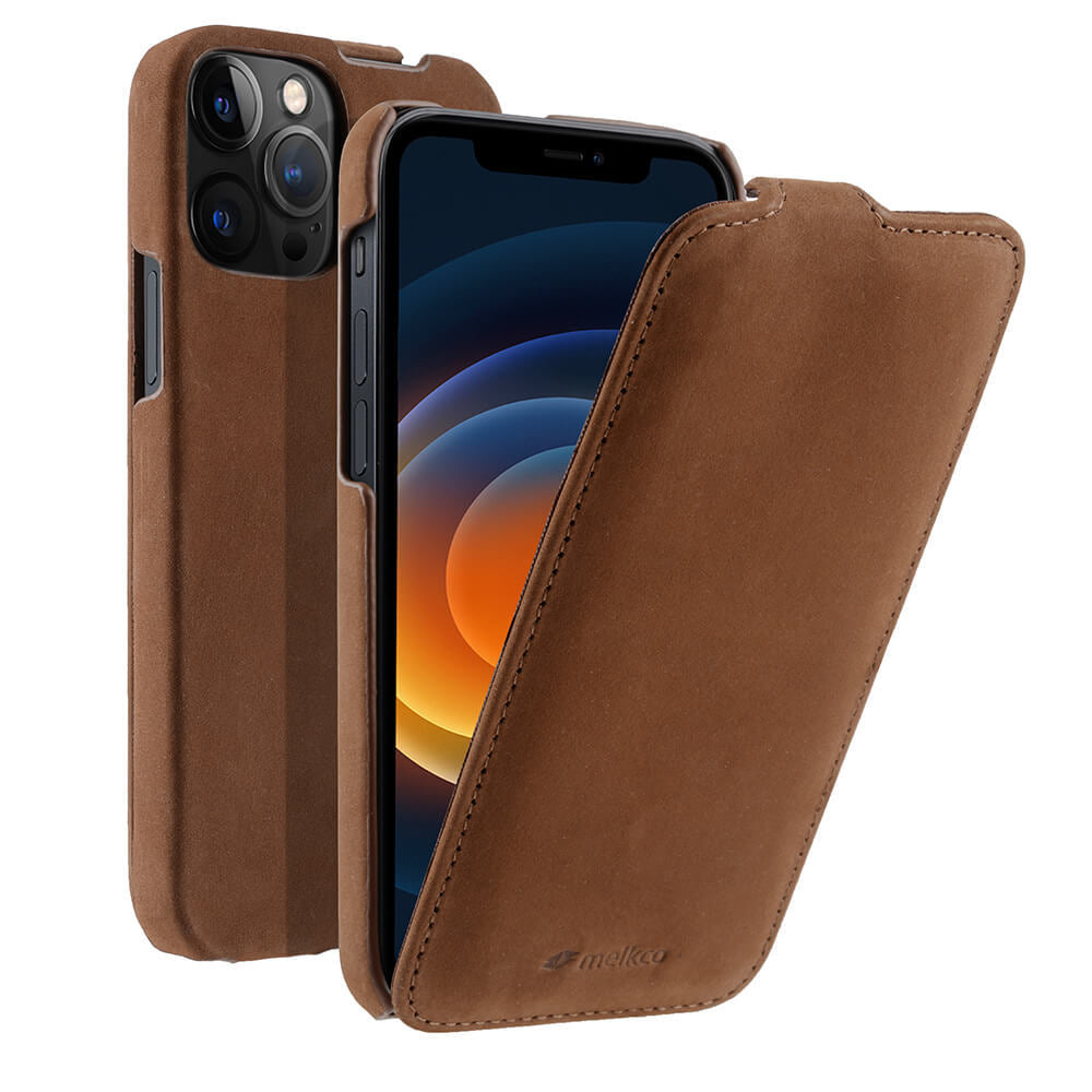 Handmade Genuine Leather Flip Case for iPhone 12-16 Series | Magsafe compatible | Top-Grain Leather | Business | Full Screen Protection