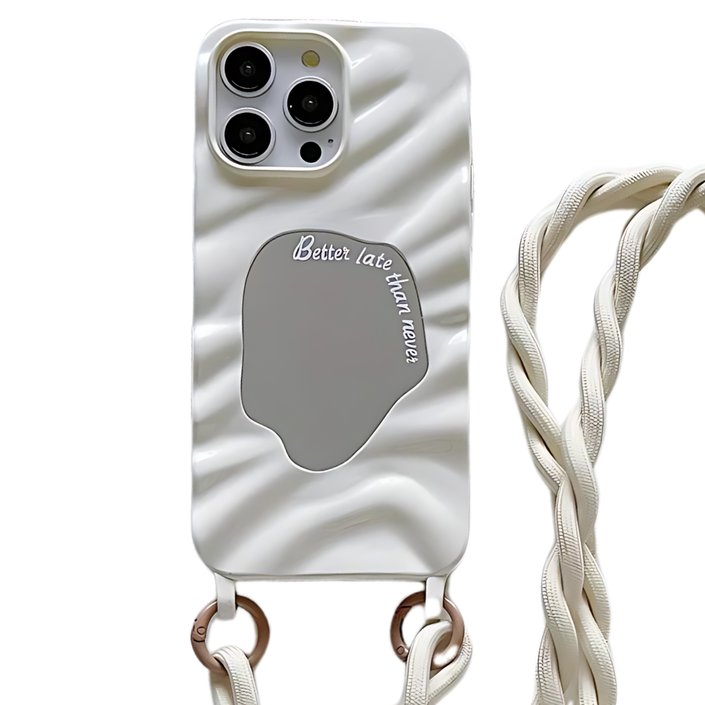 Wave Mirror Lanyard Braided Rope Crossbody Phone Case for iPhone  Protective Cover