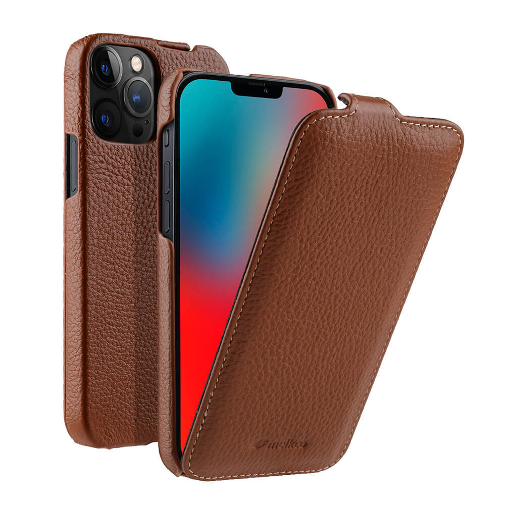 Handmade Genuine Leather Flip Case for iPhone 12-16 Series | Magsafe compatible | Top-Grain Leather | Business | Full Screen Protection