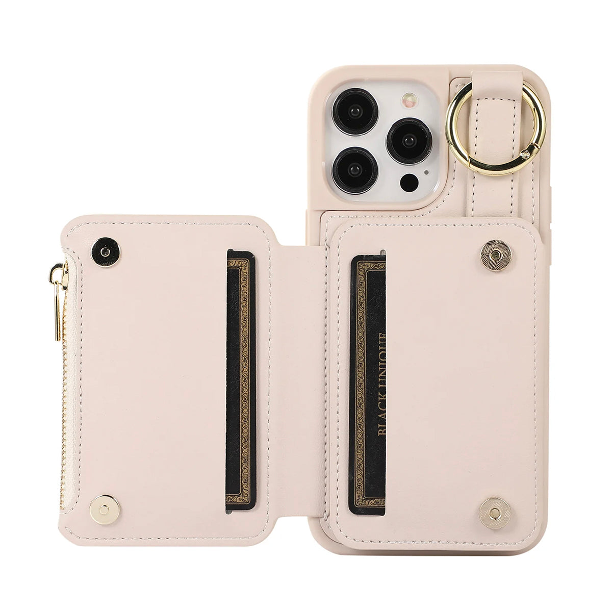 New Fit for iPhone Zipper Multi Card Case Ring Holder Protective Leather Cover