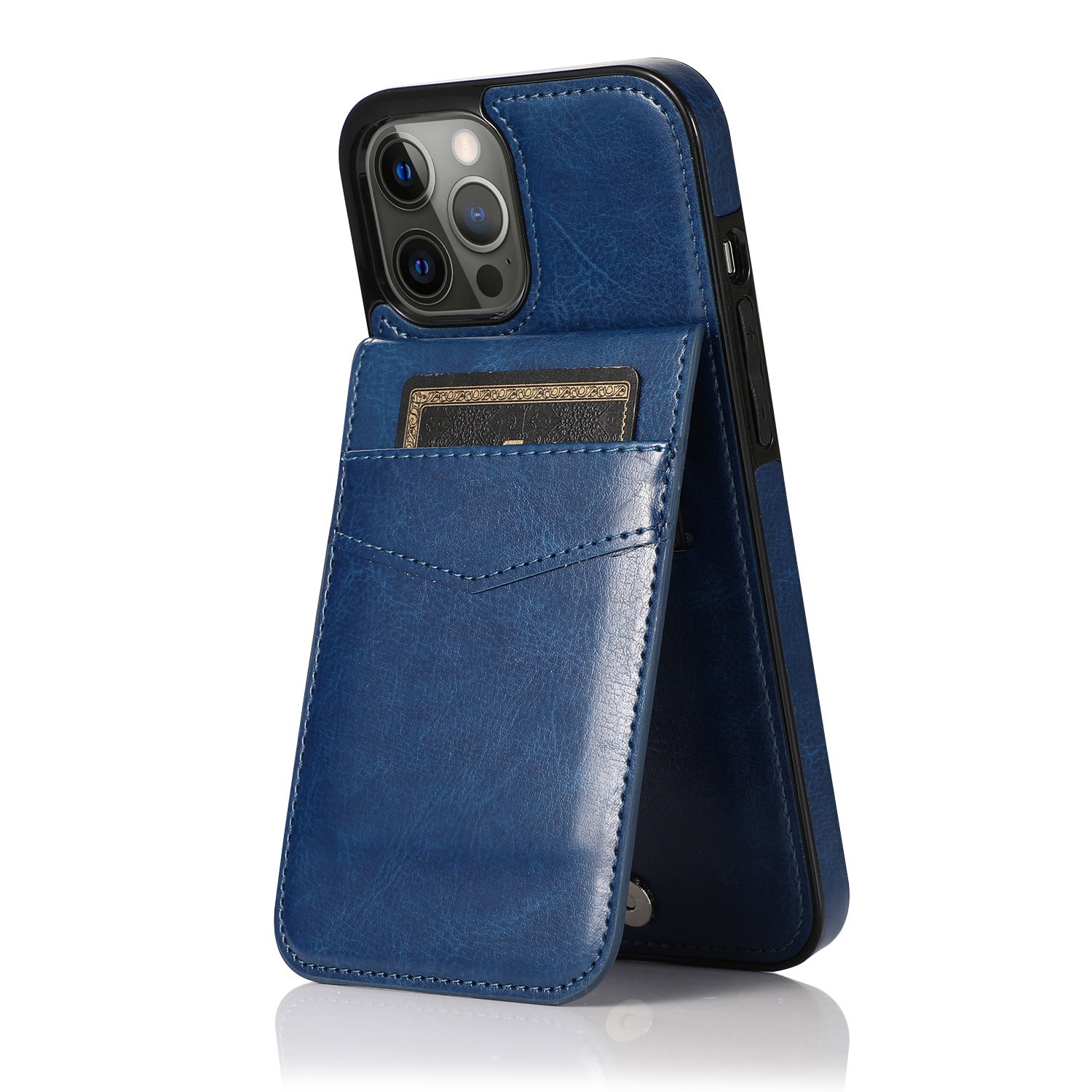 Luxury PU Leather Flip Wallet Case for iPhone 16 15 14 13 12 11 Pro Max Plus with Card Holder, Kickstand, Shockproof & Anti-Scratch Protection