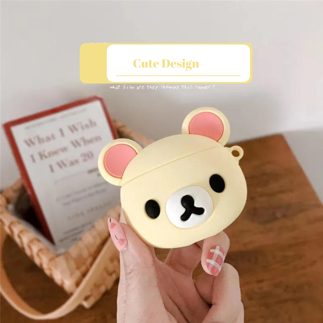 Cute Cartoon Bear 3D Bouncing Rabbit Silicone Protector Case For AirPods