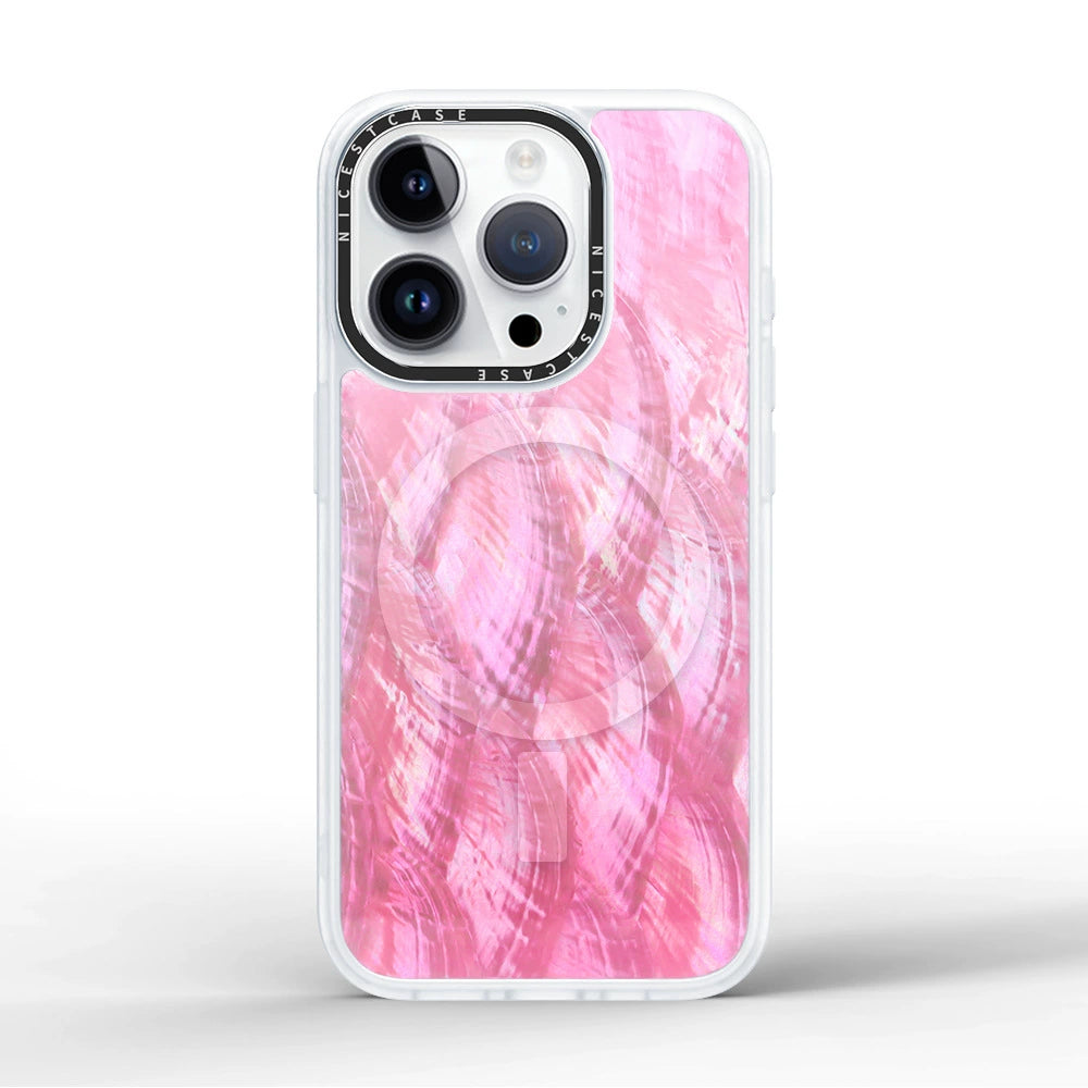 Natural Mother of Pearl iPhone Case for 11/12/13/14/15/16 - 1.5M Anti-Drop, Shockproof PC+TPU Protection, Lightweight Design