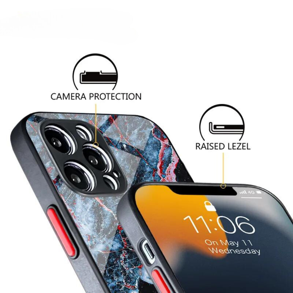 Fashionable Marble Print For iPhone Protective Shockproof Lens Camera Protection Case For iPhone  Bumper