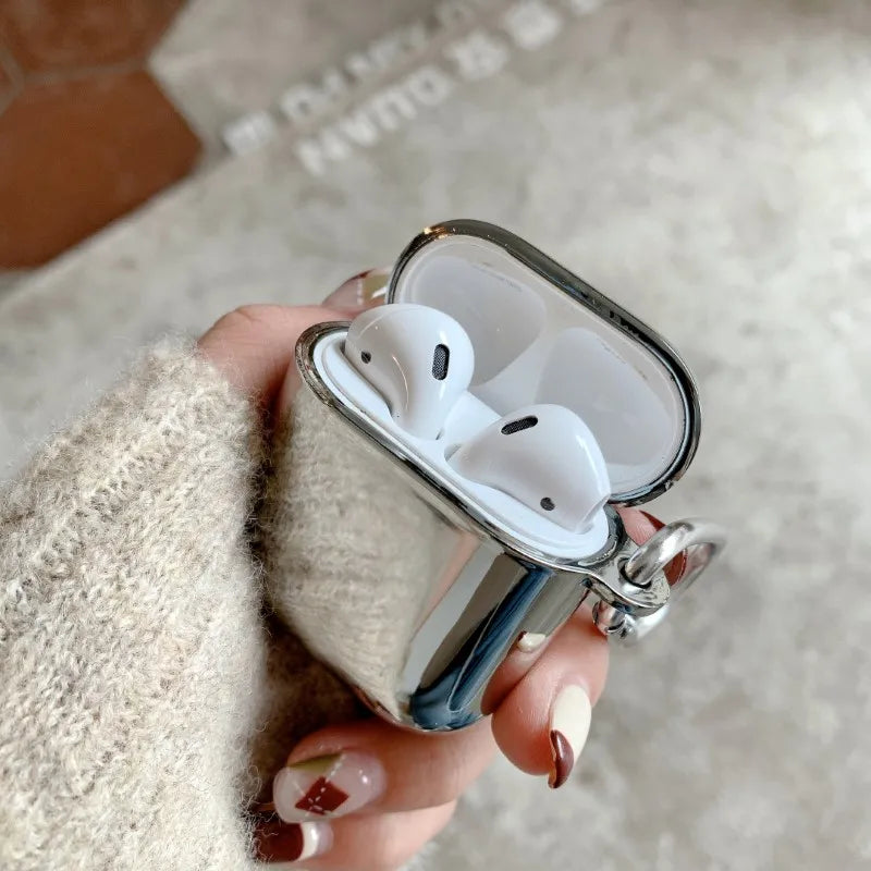 Electroplate Silver Mental Earphone Case For Airpods