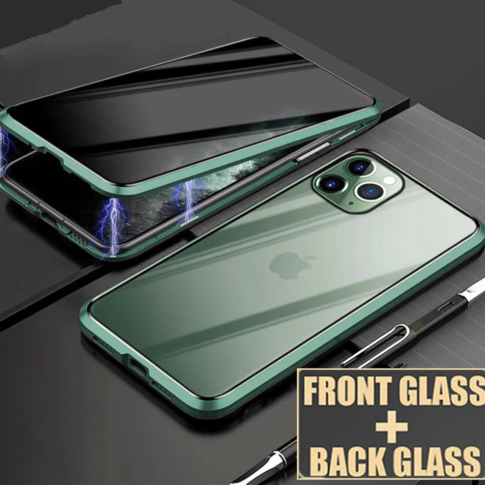 Magnetic Privacy Glass Case For iPhone|Clear Cover