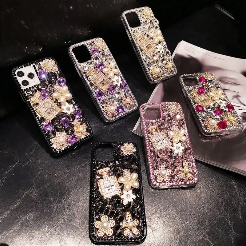 Luxury Bling Perfume Bottle Diamond Phone Case For iPhone Glitter Rhinestone Back