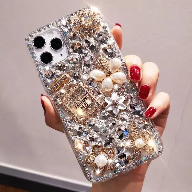 Luxury Bling Perfume Bottle Diamond Phone Case For iPhone Glitter Rhinestone Back