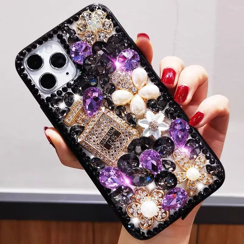 Luxury Bling Perfume Bottle Diamond Phone Case For iPhone Glitter Rhinestone Back