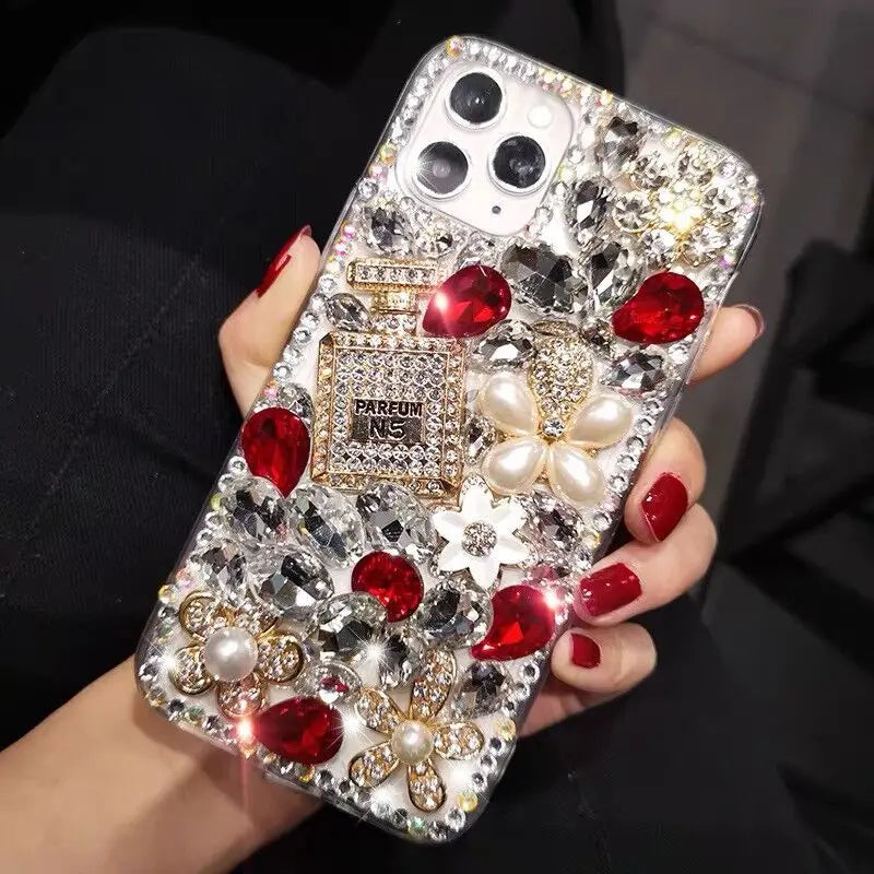 Luxury Bling Perfume Bottle Diamond Phone Case For iPhone Glitter Rhinestone Back