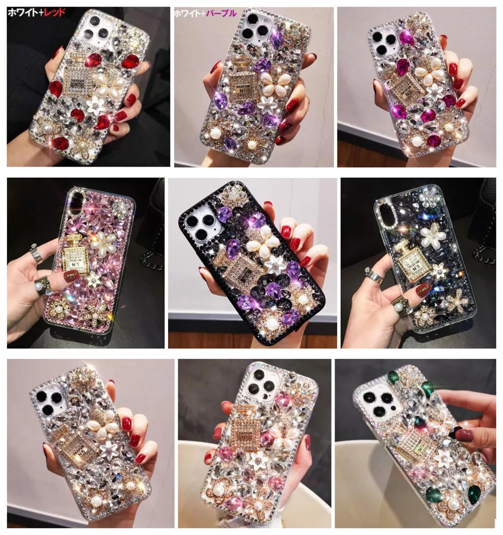 Luxury Bling Perfume Bottle Diamond Phone Case For iPhone Glitter Rhinestone Back