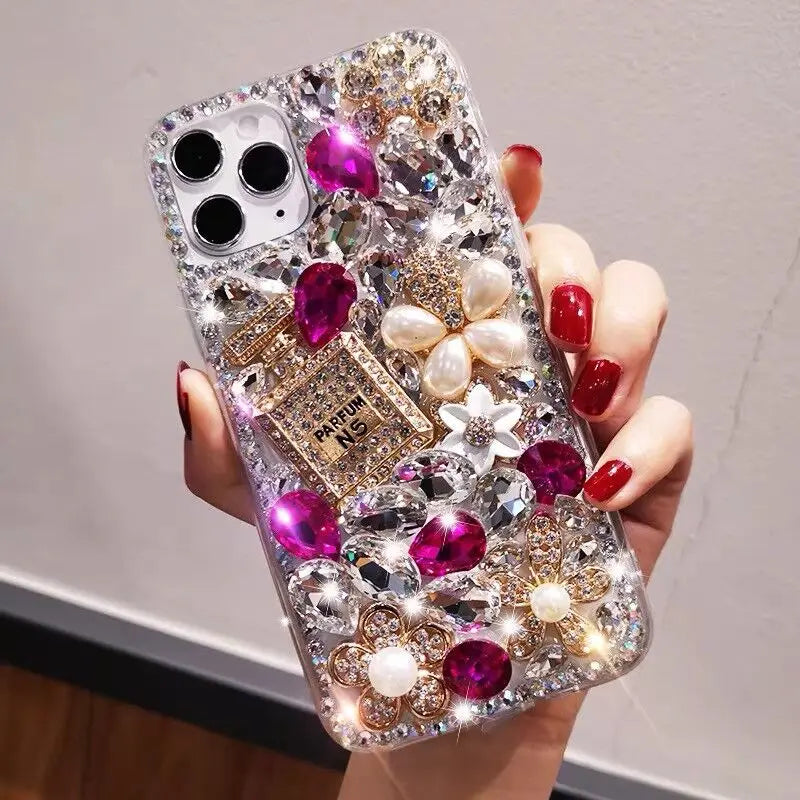 Luxury Bling Perfume Bottle Diamond Phone Case For iPhone Glitter Rhinestone Back