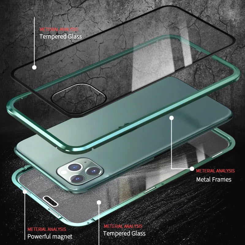 Magnetic Privacy Glass Case For iPhone|Clear Cover