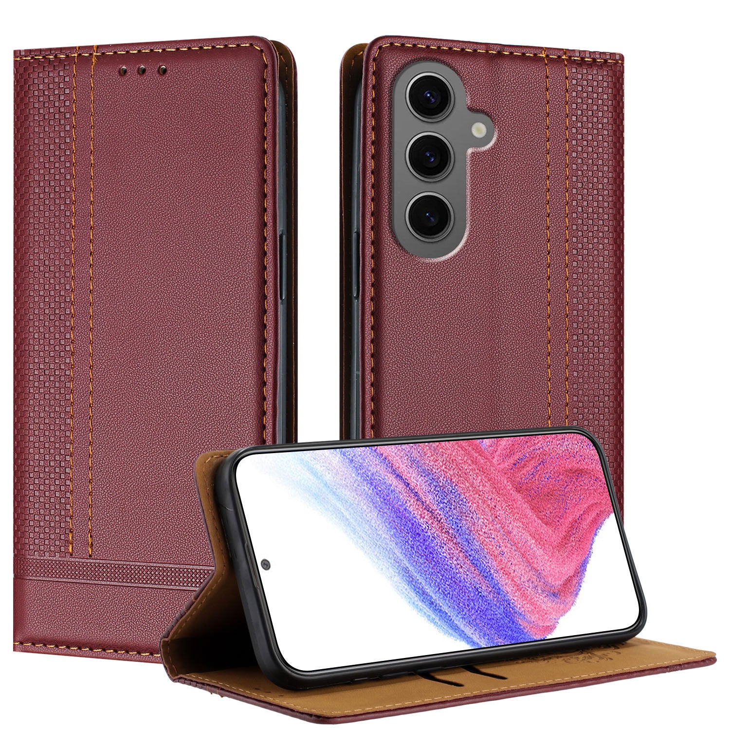 Magnetic Leather Wallet Case for Samsung Galaxy S Series & A Series｜With Card Slot, Dual Layer Protection, Flip Stand Cover