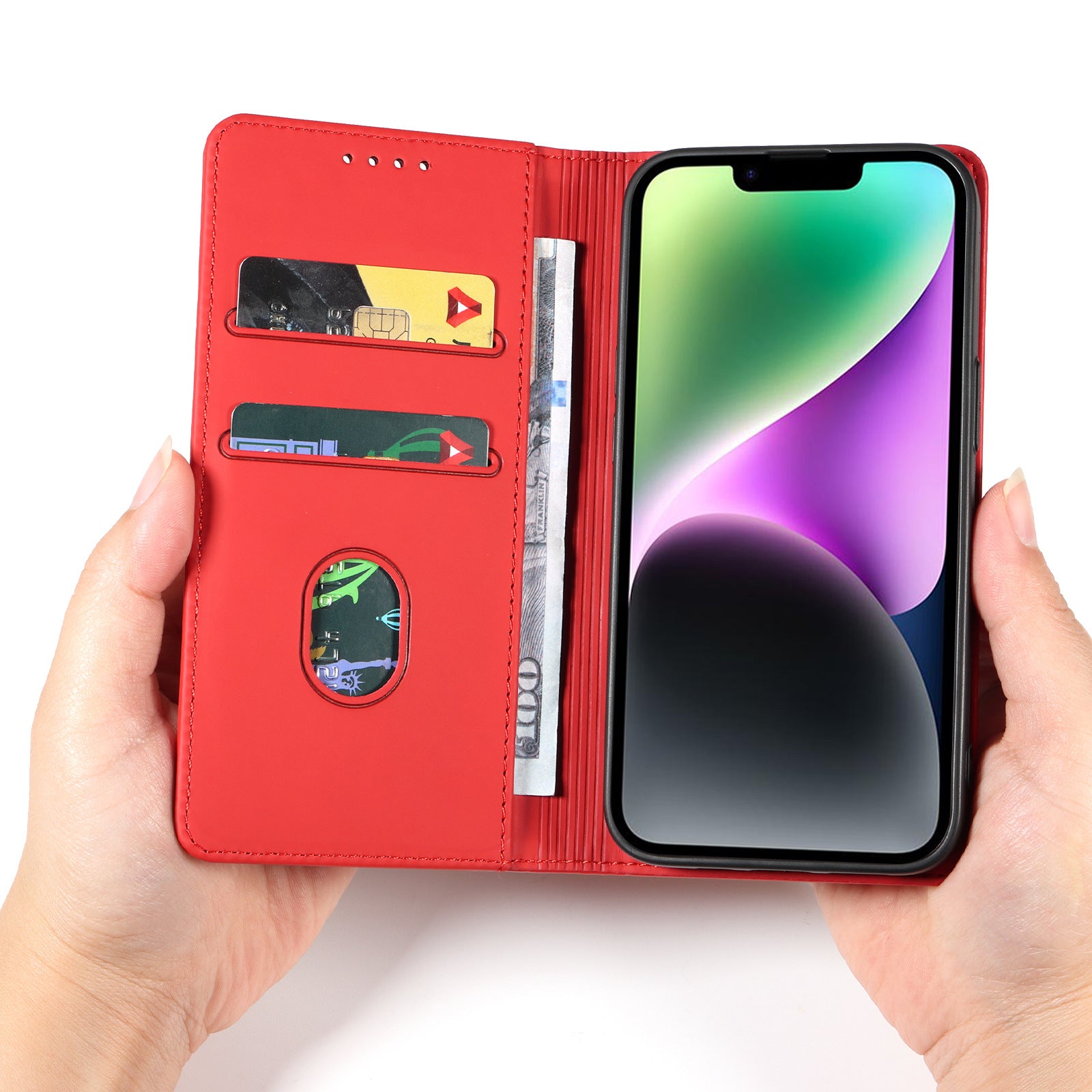 NEXTPHONECASE Magnetic Folio Credit Card Holder Wallet Phone Case, PU Leather,  Magnetic Closure, Flip Kickstand TPU Shockproof Case For iPhone 16 15 14 13 12 11 X XR SE Pro Max Plus Mini