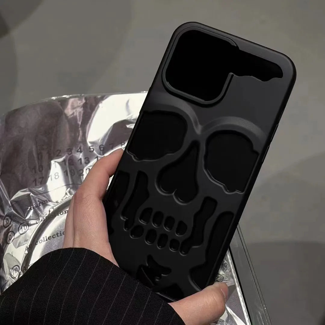 3D Hollow Skull Callous Phone Case, Luxury Plating Acrylic Shockproof Hard Cover