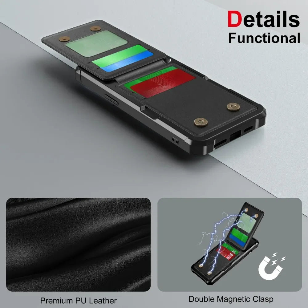 Card Slot Holder Phone Case, Flip Wallet Cards Pocket Stand Bracket Cover