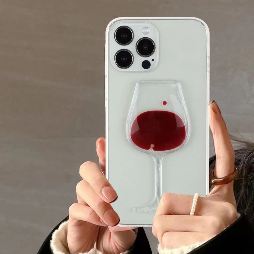 Liquid Dynamic Clear Phone Case For iPhone Wine Glass Cover