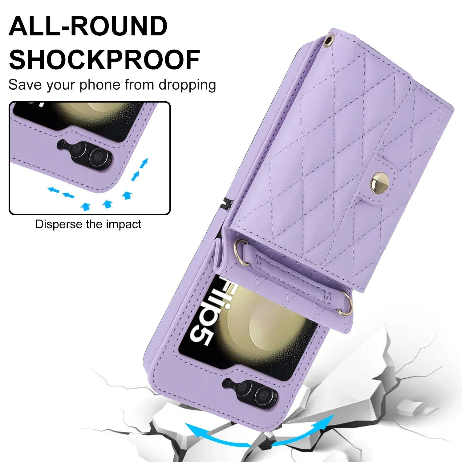 Crossbody Bag Fashion Leather Phone Case For Samsung Galaxy Z Flip 6 5 4 3 Long Lanyard Wallet Card Cover