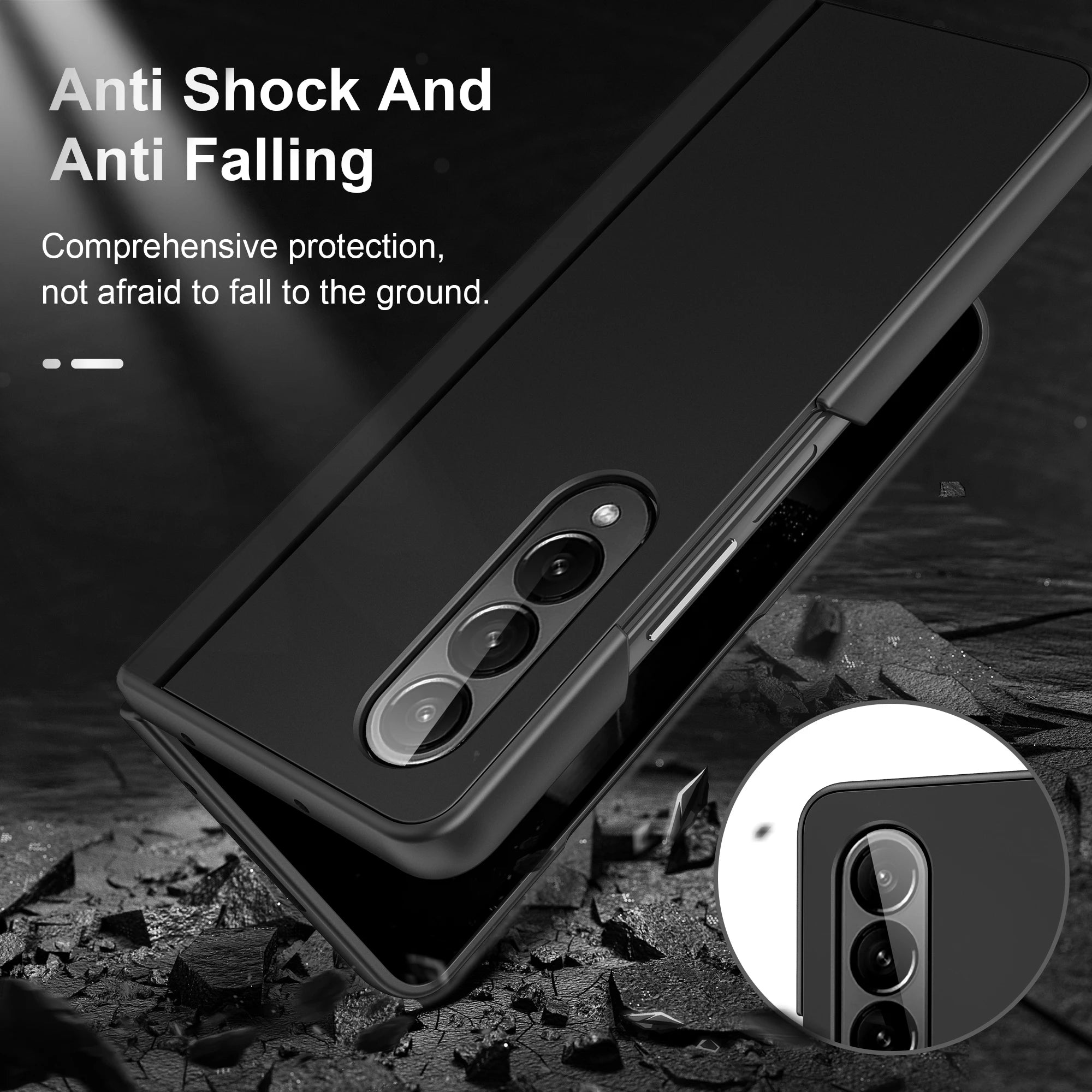 Phone Case for Samsung Galaxy Z Fold Non-Slip Black Strong Cover