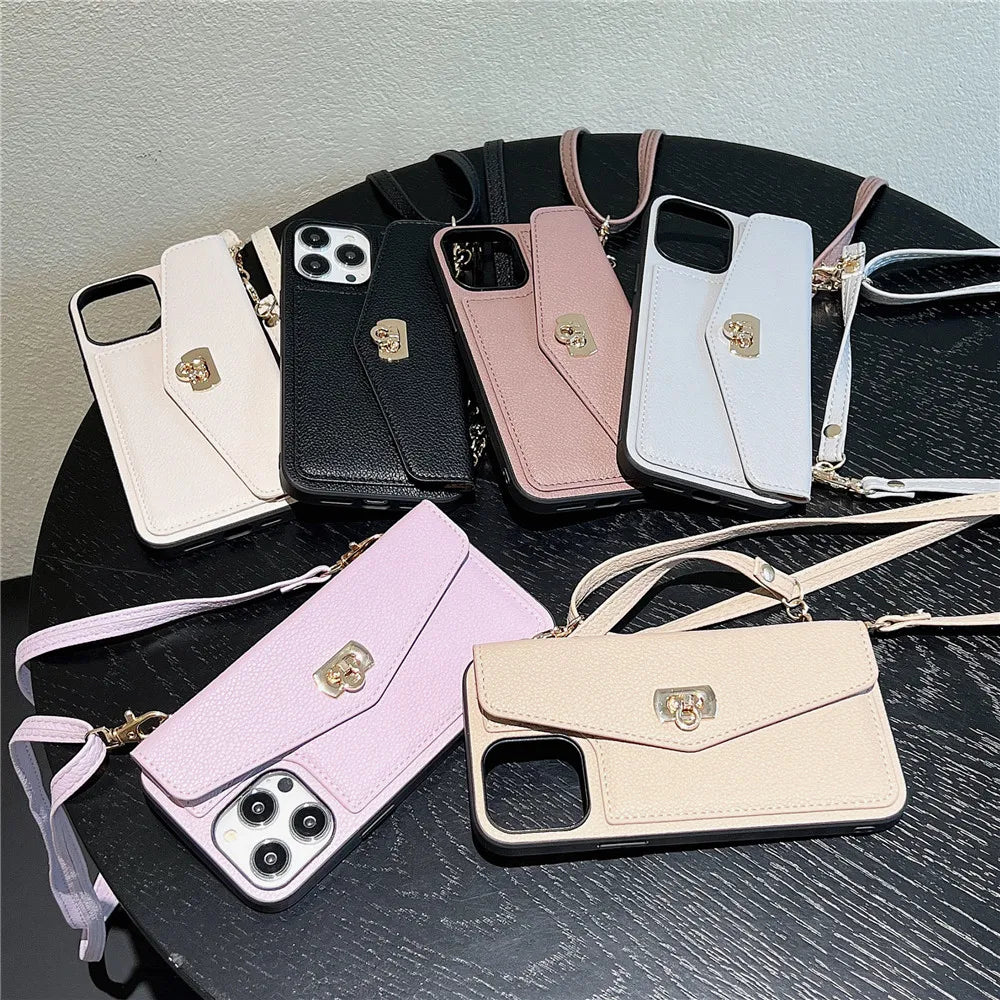 Wallet Crossbody Phone Case For iPhone Card Slot Holder Long Lanyard Leather Cover