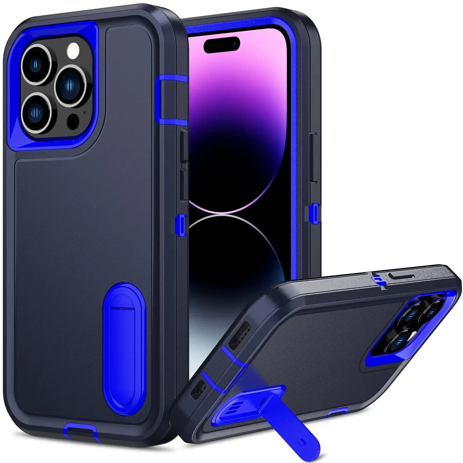 Heavy Duty Drop-Proof Scratch-Resistant 3-Layer Military-Spec iPhone Case – with Stand, Sliding Camera Design, Anti-Fingerprint & Dustproof