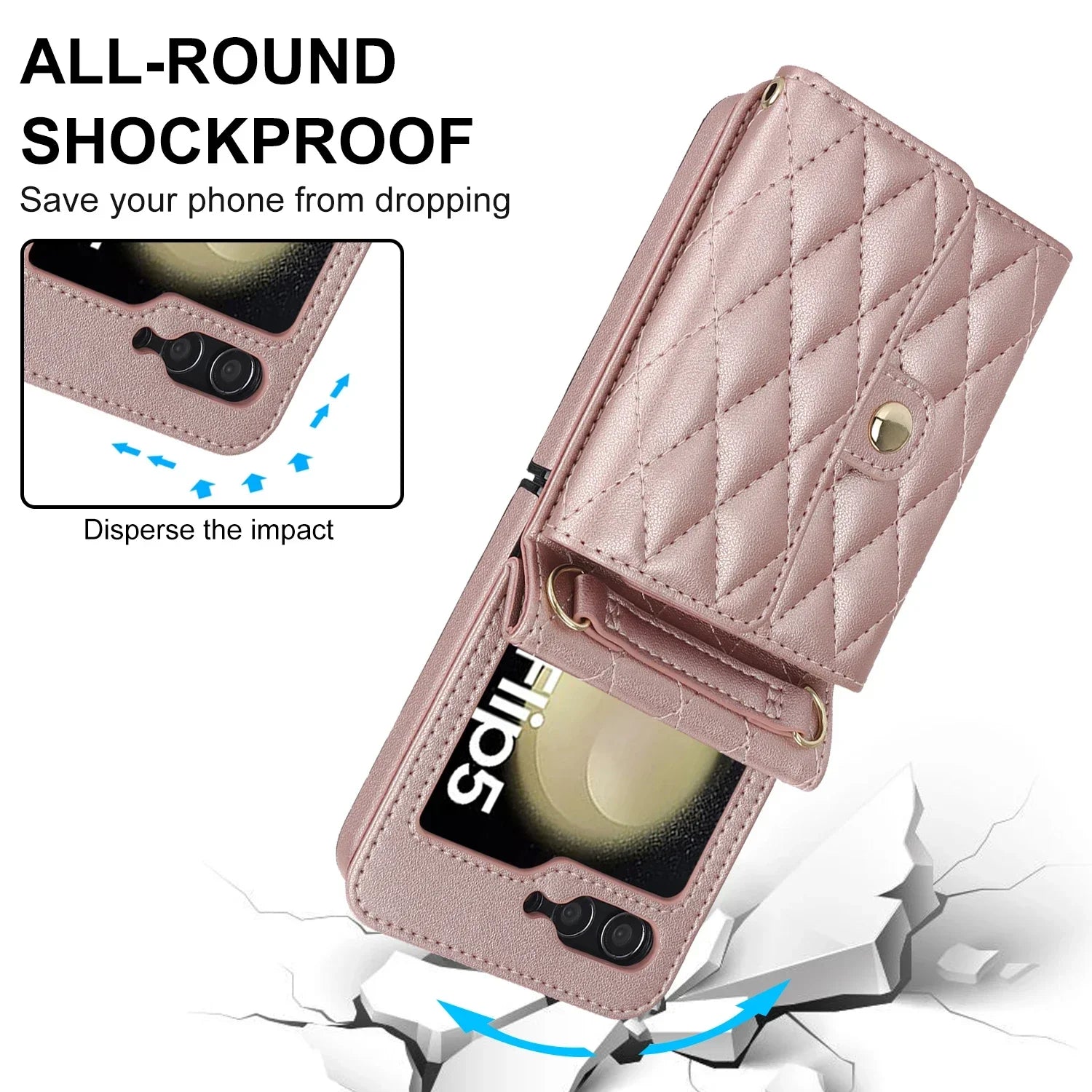 Crossbody Bag Fashion Leather Phone Case For Samsung Galaxy Z Flip 6 5 4 3 Long Lanyard Wallet Card Cover