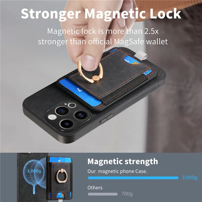 Magnetic Wireless Leather Wallet Phone Case for iPhone