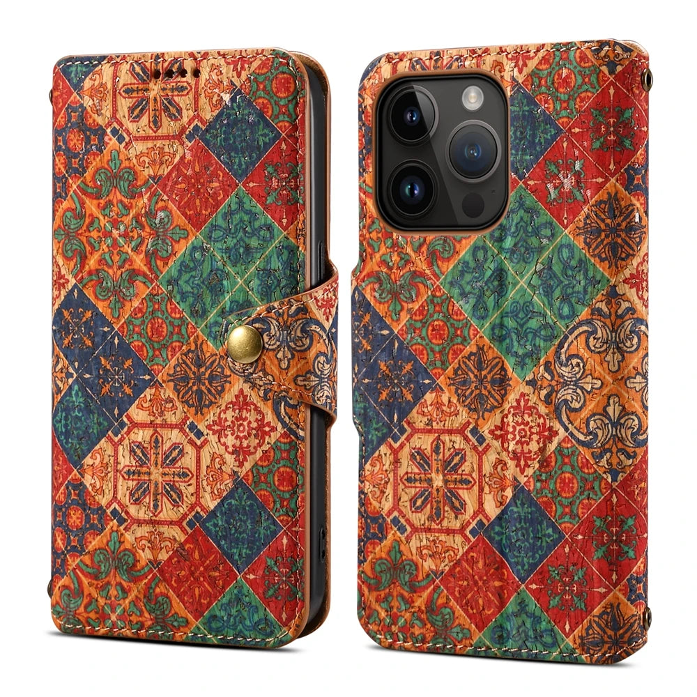 Leather Wallet Four Seasons Totem Phone Case for iPhone High Quality Flip PU Cover Case