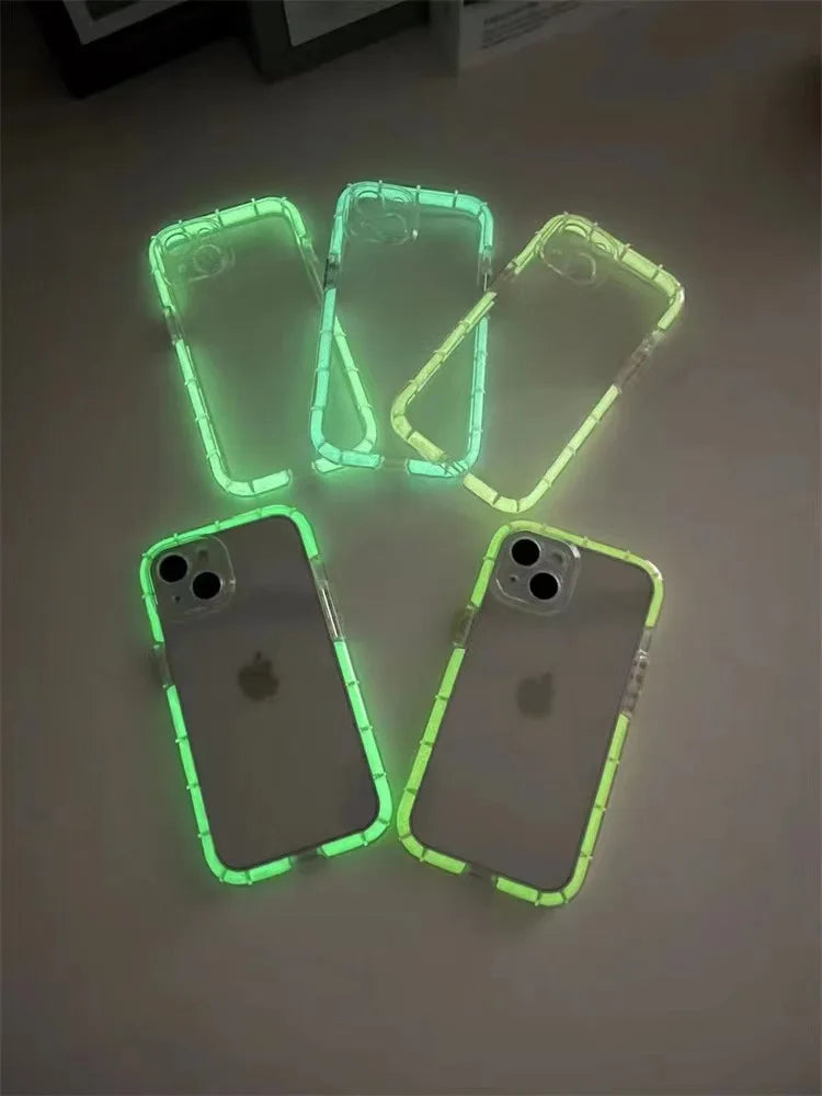 Luxury Transparent Shockproof Phone Case, Clear Night Light Bumper Cover