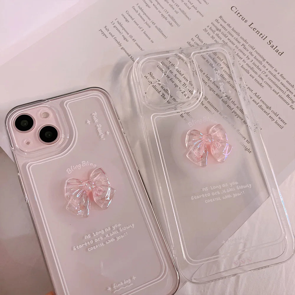 3D Butterfly Heart Transparent Phone Case for Iphone Back Cover