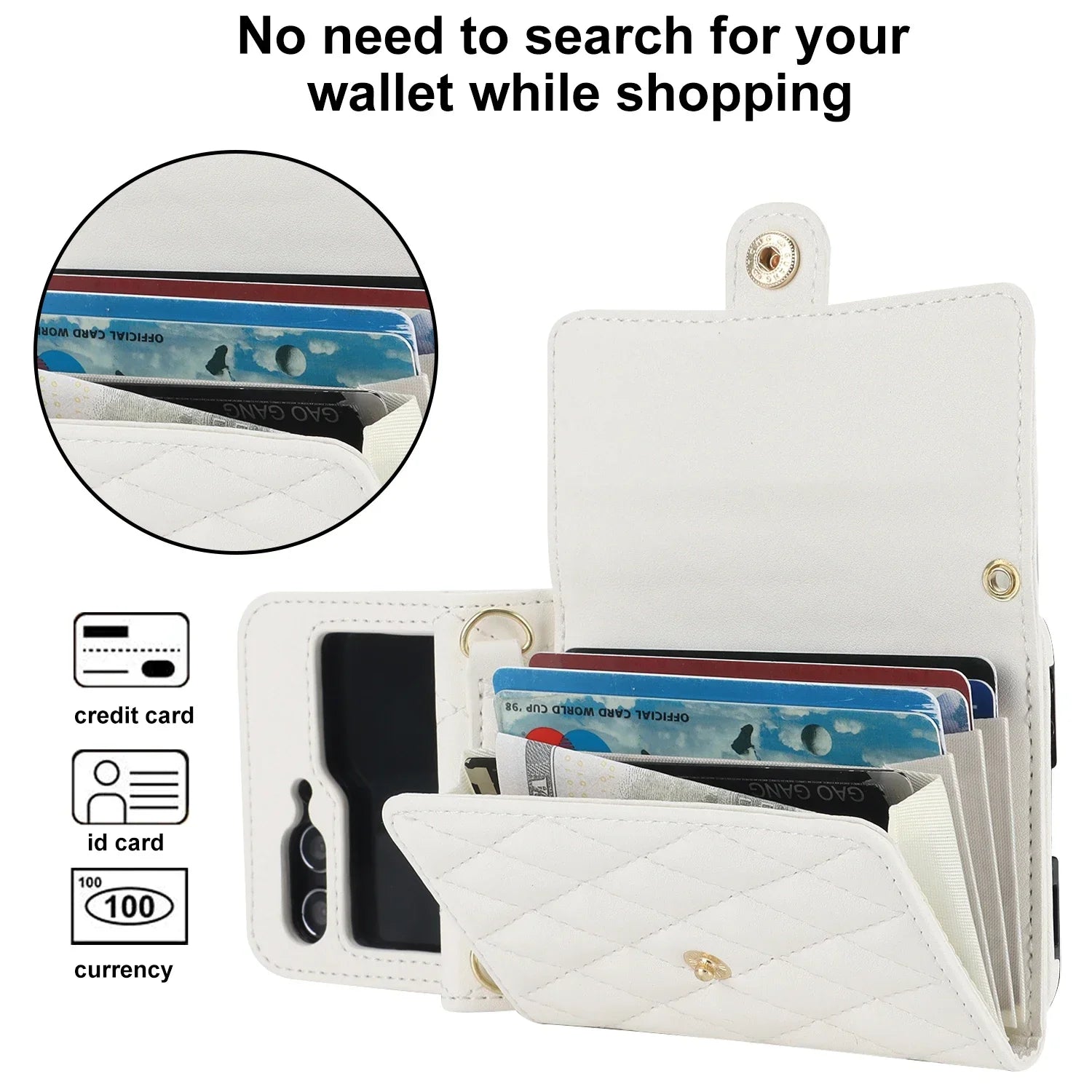 Crossbody Bag Fashion Leather Phone Case For Samsung Galaxy Z Flip 6 5 4 3 Long Lanyard Wallet Card Cover