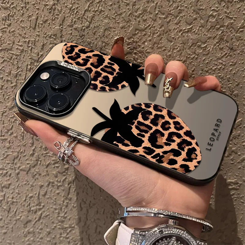 leopard print strawberry Matte Laser Phone Case Cover For iPhone