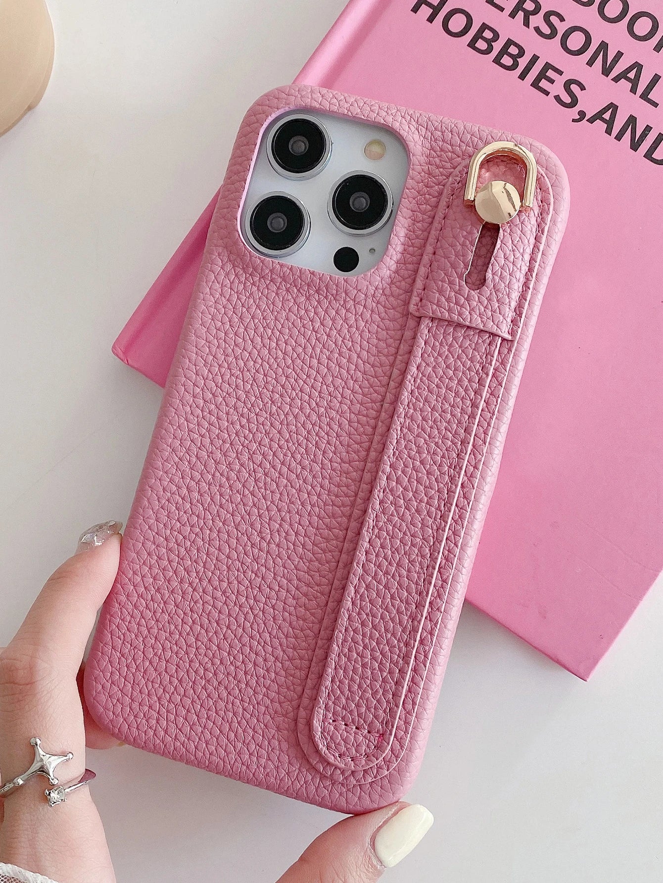 Lichee Pattern Wrist Strap Leather Case For iPhone Cover