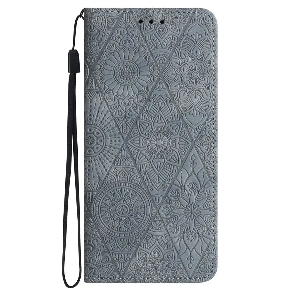 Flower Leather Wallet Flip Phone Case for iPhone 16 15 14 13 12 11 Pro Max Plus Mini X XR – Card Holder, Shockproof, Stand, Magnetic Closure