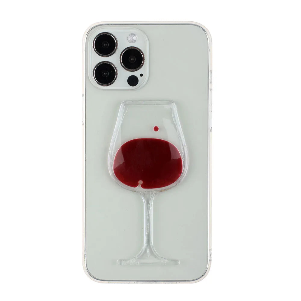 Liquid Dynamic Clear Phone Case For iPhone Wine Glass Cover