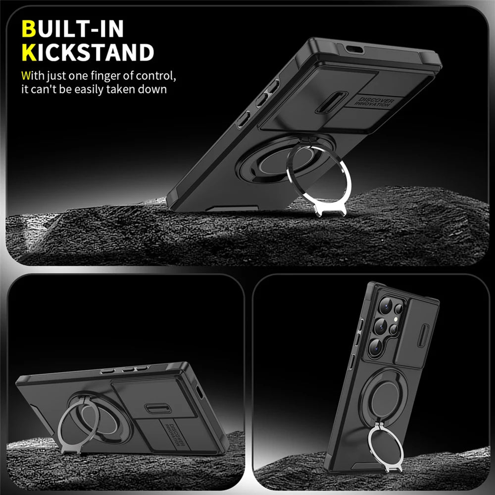 Slide Camera Protection Magnetic Stand Phone Case for Samsung Galaxy A Series