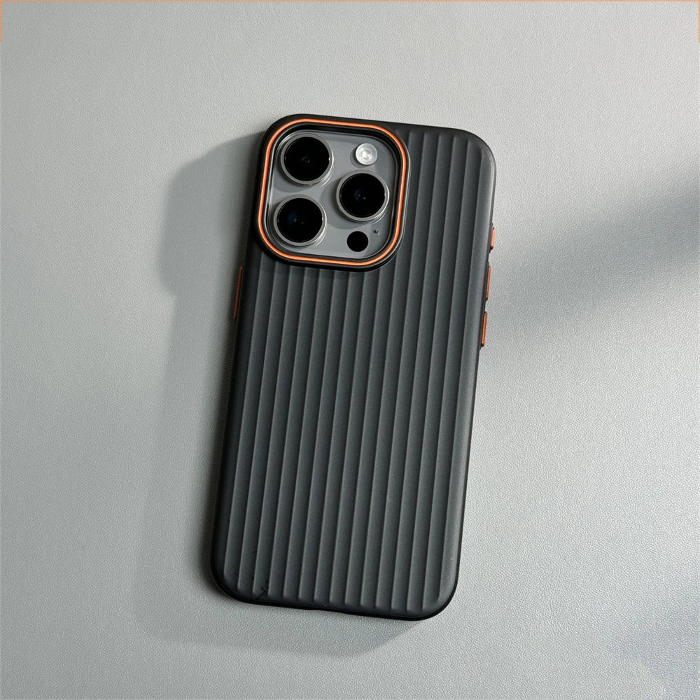 Luxury Corrugated Matte Spray Paint PC Material Hard Phone Case for iPhone Non-slip and Shockproof Bumper Wave Hard Black Cover