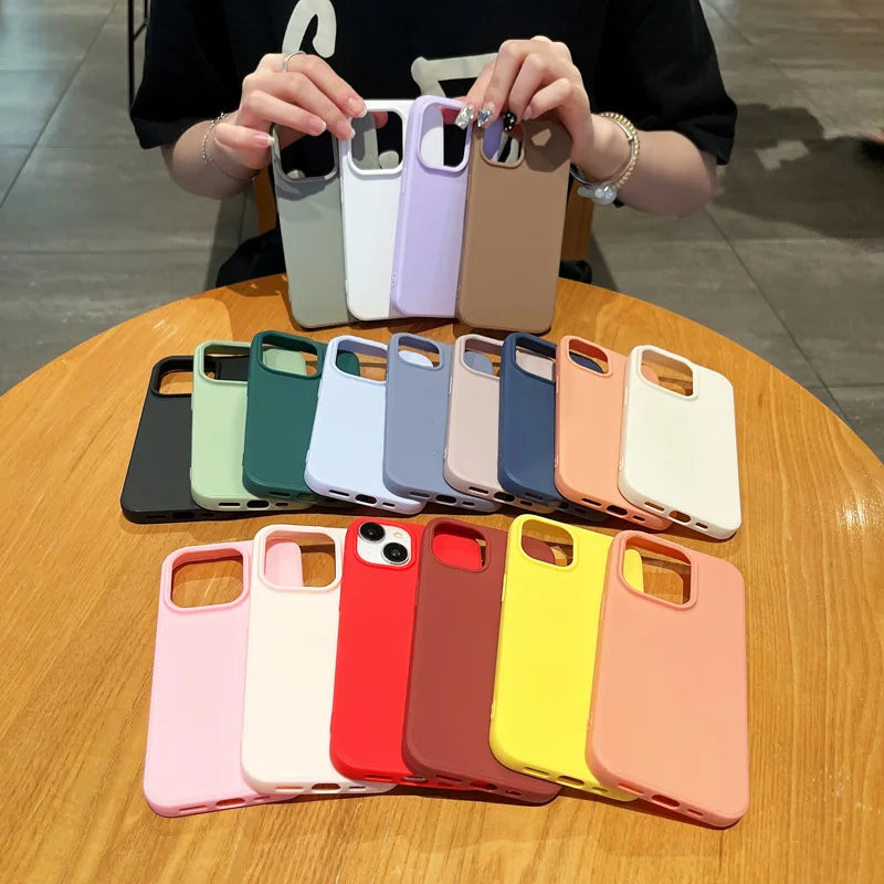 Fashion Candy Colors Soft Phone Case for IPhone | Camera Bumper Shock Protection Matte Cover Coque