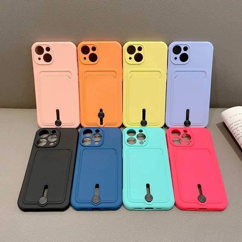 With Card Holder Phone Case for iPhone Soft Cover Case For iPhone Funda Camera Protection