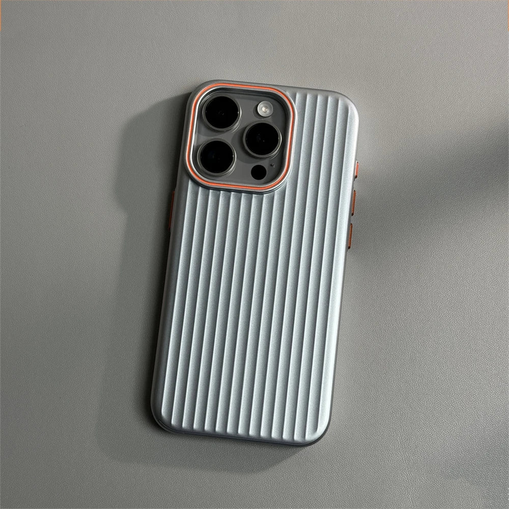 Luxury Corrugated Matte Spray Paint PC Material Hard Phone Case for iPhone Non-slip and Shockproof Bumper Wave Hard Black Cover