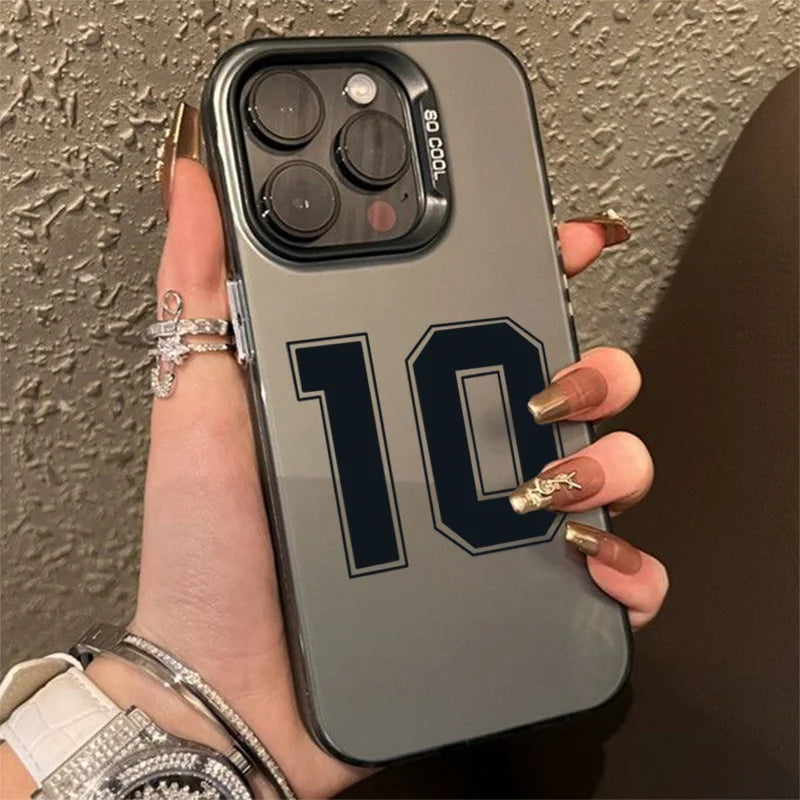 Lucky Numbers Football Electroplate Shockproof Cover Phone Case