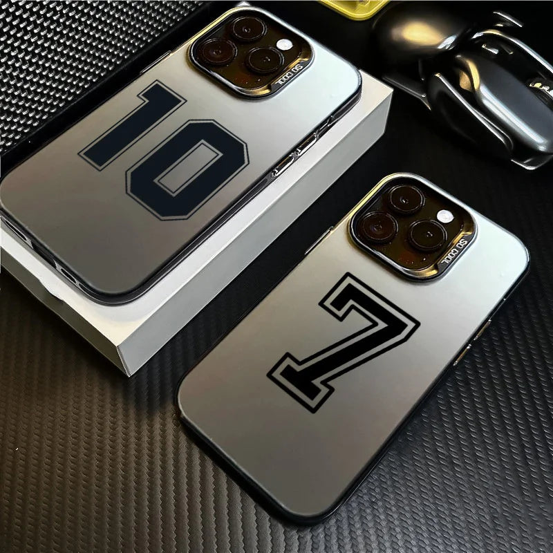 Lucky Numbers Football Electroplate Shockproof Cover Phone Case