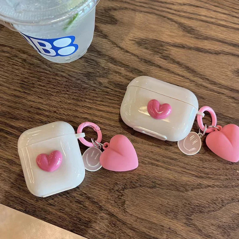 Cute 3D Heart Love Silicone Earphone Accessories Case