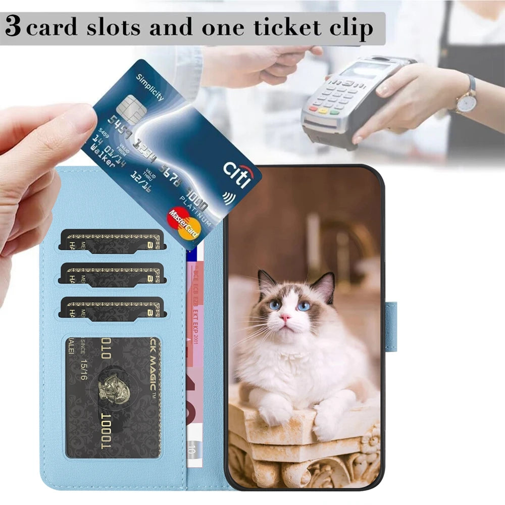 Cute Cats Leather Wallet Flip Case for iPhone 16 15 16 14 11 12 13 Pro Max Mini Apple 6 7 8 SE X XR XS Cas,Card Holder, Shockproof, Stand, Magnetic Closuree