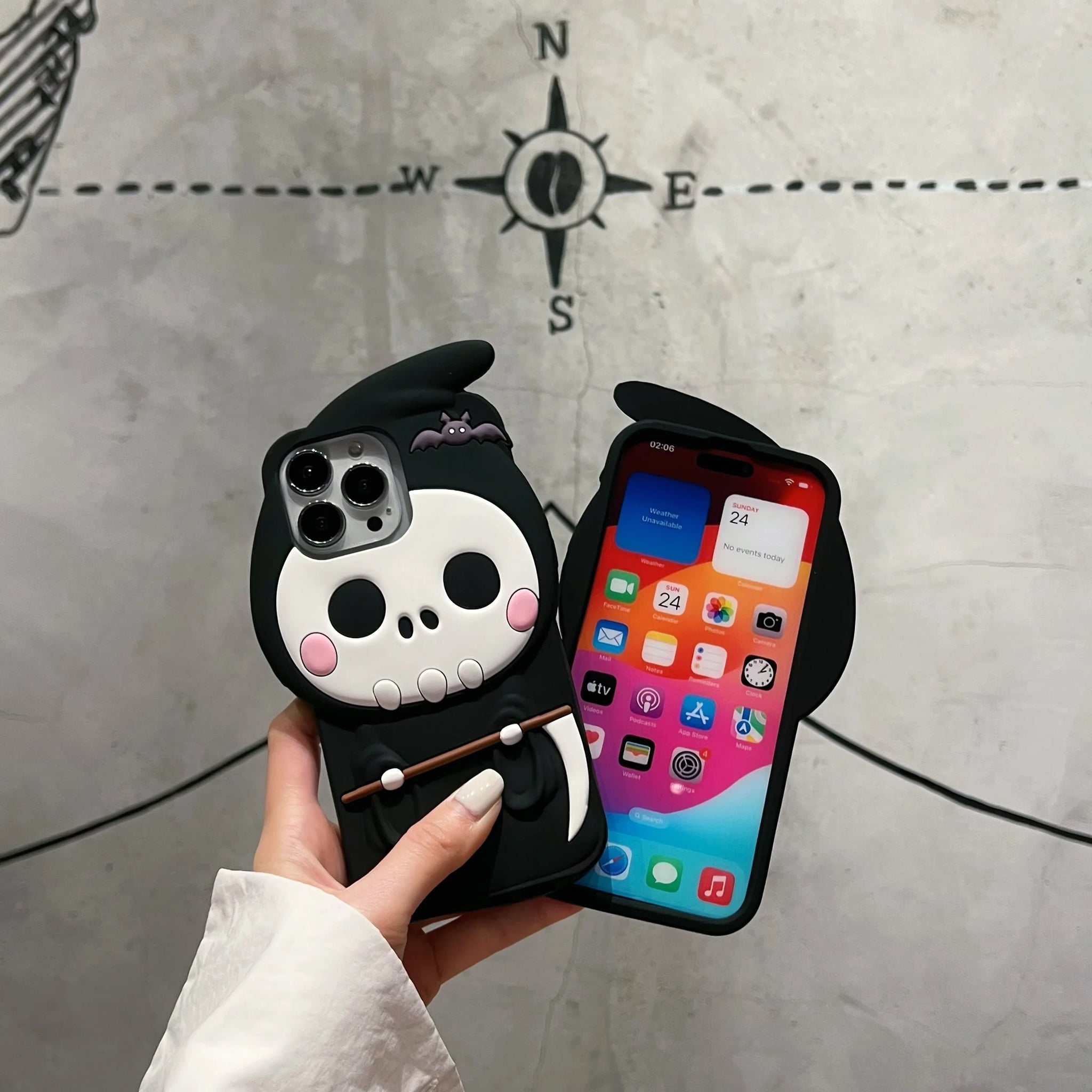 iPhone Case 3D Cute Cartoon Grim Reaper Ghost Case Soft Silicone Case Skin Shell iPhone 11 12 13 14 15Pro Max Shockproof Protector Cover